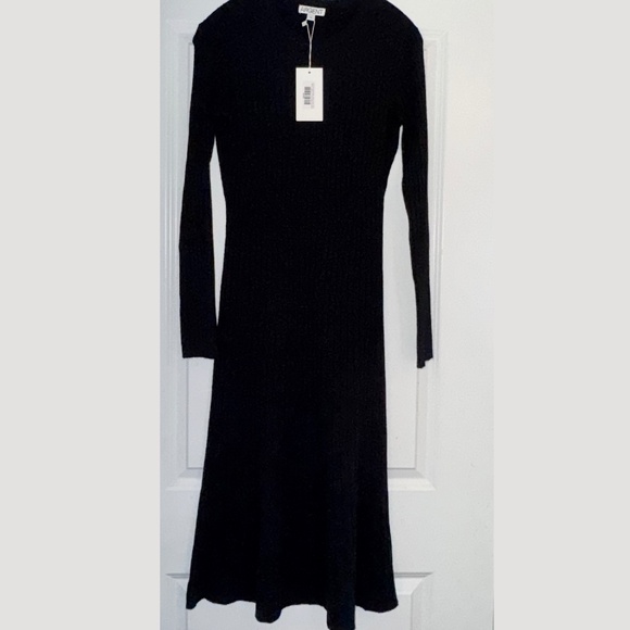 Argent Merino Wool Ribbed Sweater Midi Maxi Dress Black Medium NWT - Picture 3 of 8